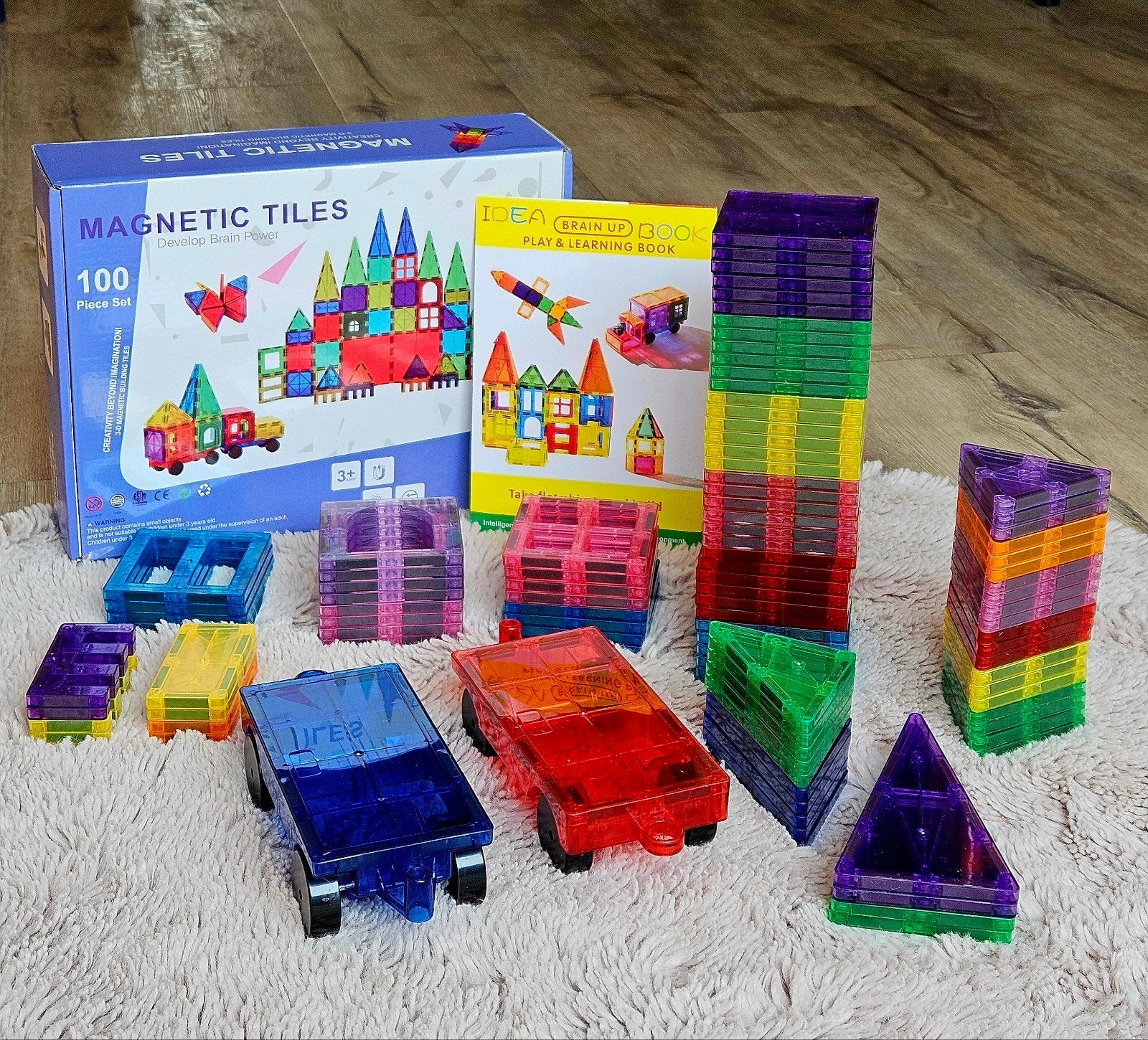Magnetic Tiles | 100 delig | Nieuw | 2 auto's, Stichting Servitium, Info@stichtingservitium.nl, Nieuw, Ophalen of Verzenden