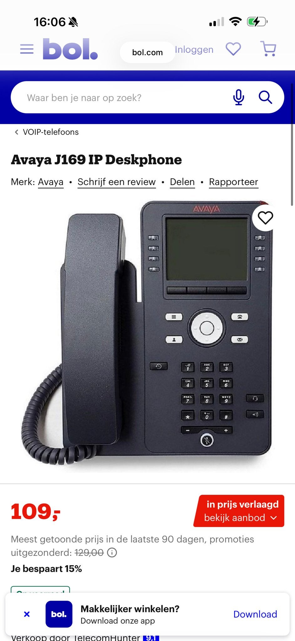 Avaya J169 IP Deskphone - Zo goed als nieuw, Ophalen of Verzenden, Zo goed als nieuw, 4 handsets of meer