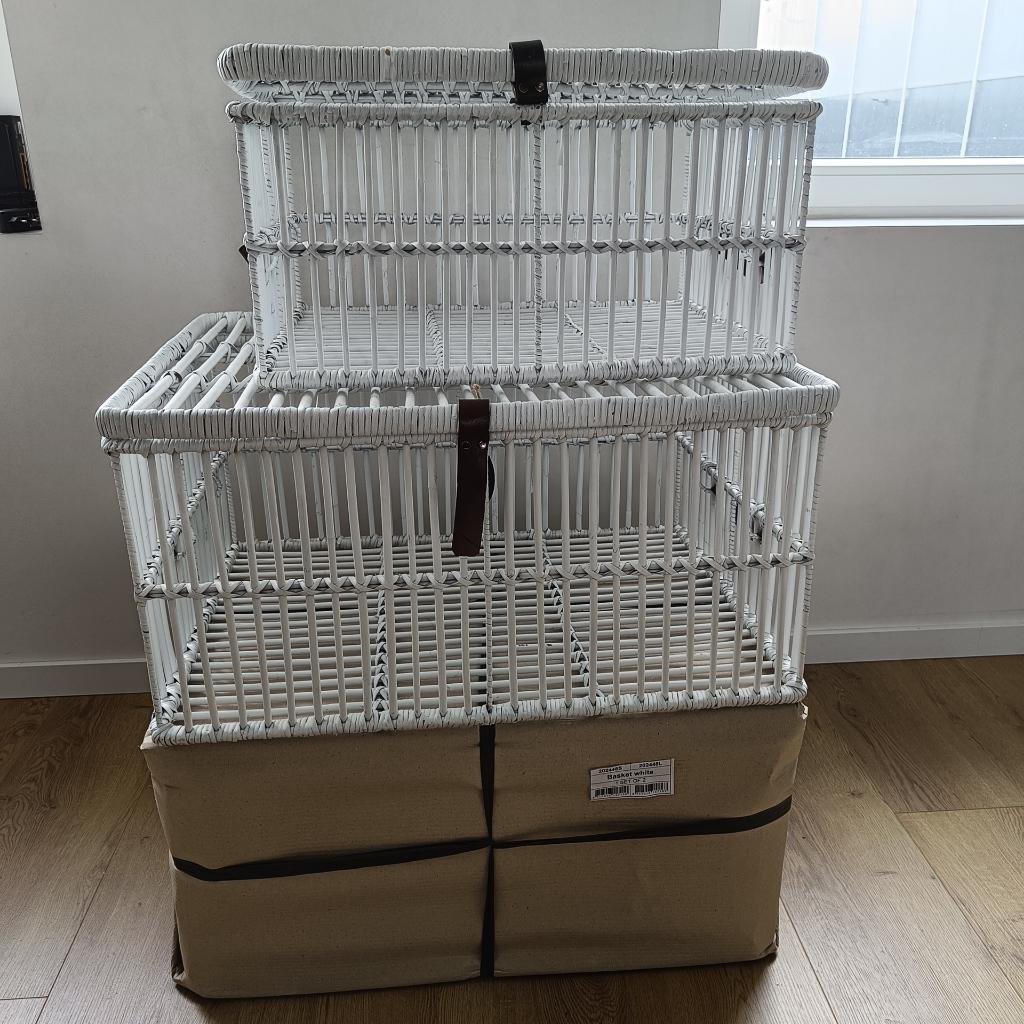 Riverdale Manden 2st | Wit | 75cm & 65cm, Mand, Nieuw, Ophalen of Verzenden, Rechthoekig