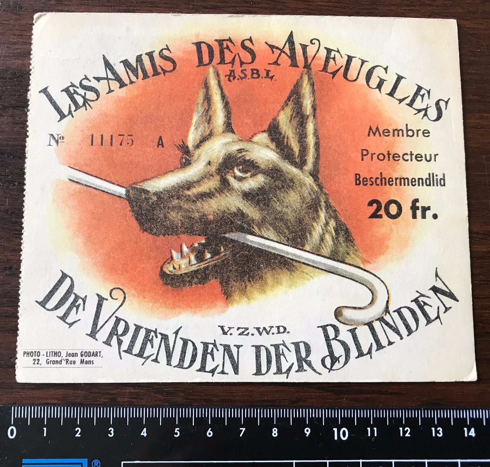 Oude KAART 1949 De Vrienden Der Blinden Lidkaart, Ophalen of Verzenden, Zo goed als nieuw, Overige typen
