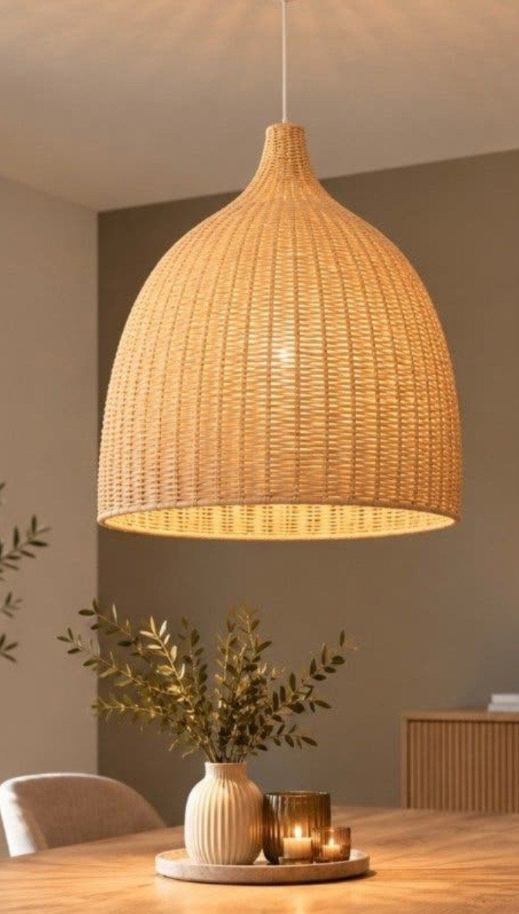 Ikea Leran Pendant rieten hanglamp bohemian stijl.l, Ophalen, Zo goed als nieuw