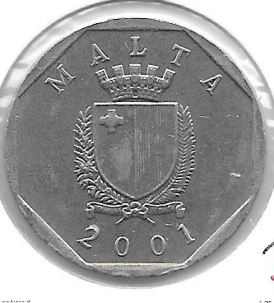 malta 50 cents 2001 km 98 xf+, Postzegels en Munten, Ophalen of Verzenden, Overige landen, Losse munt