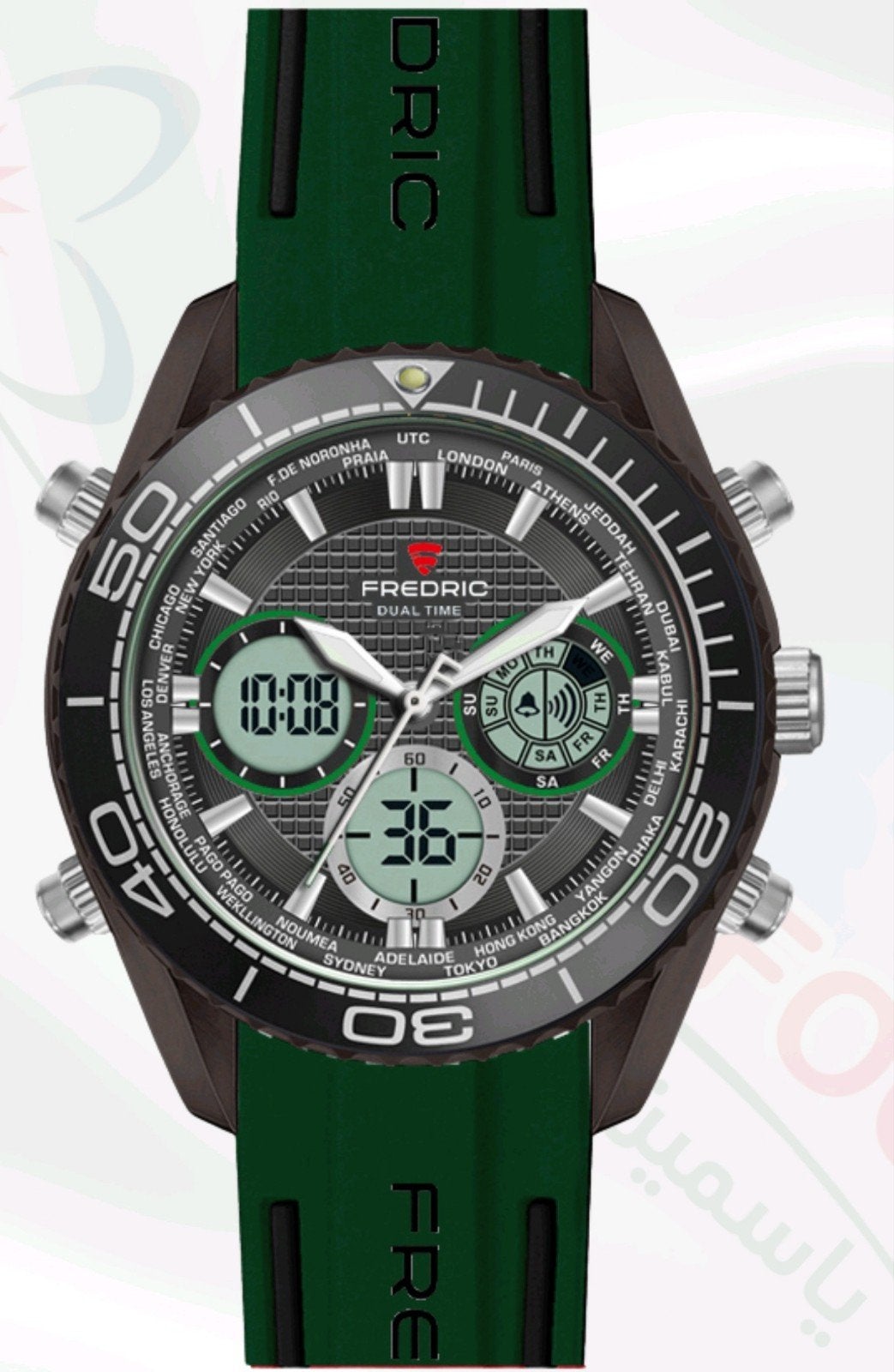 Fredric Dual Time Sportshorloge - Analoog & Digitaal, Overige merken, Kunststof, Polshorloge, Nieuw