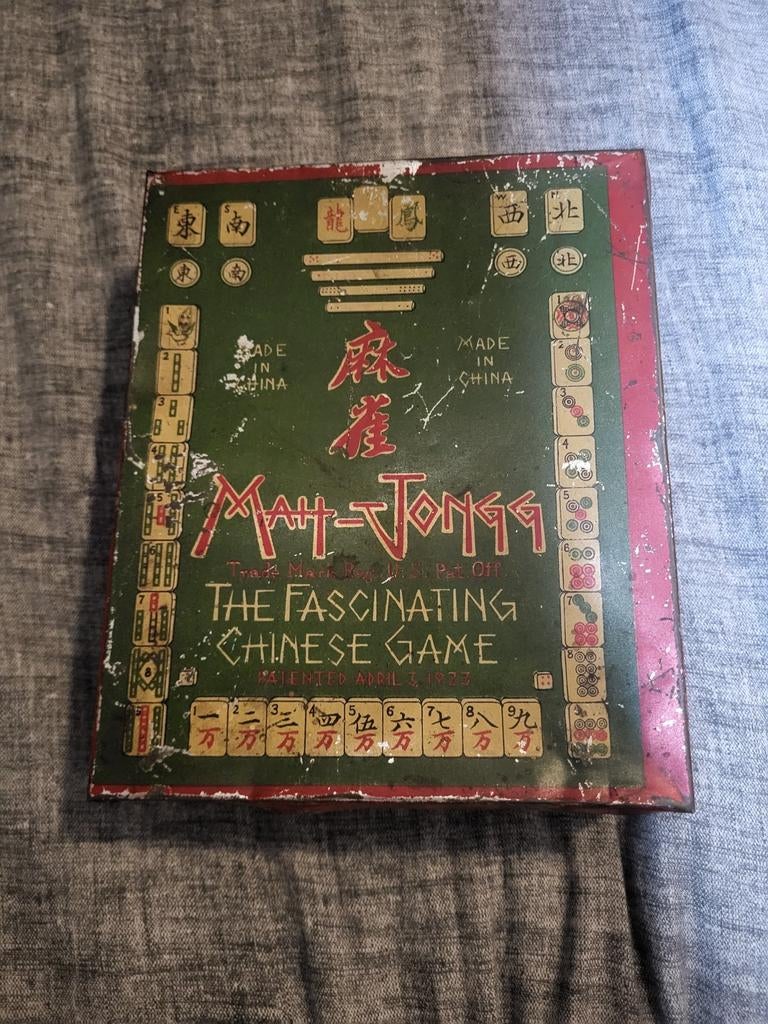 Vintage Mah-Jongg spel in blikken doos - The Chad Valley, Drie of vier spelers, Ophalen of Verzenden, Gebruikt, The Chad Valley Co. Ltd. England