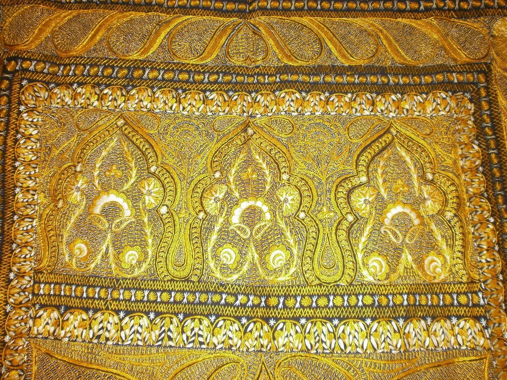 Zeldzaam zijde doek India ca 1950 excellent handgeborduurd, Ophalen