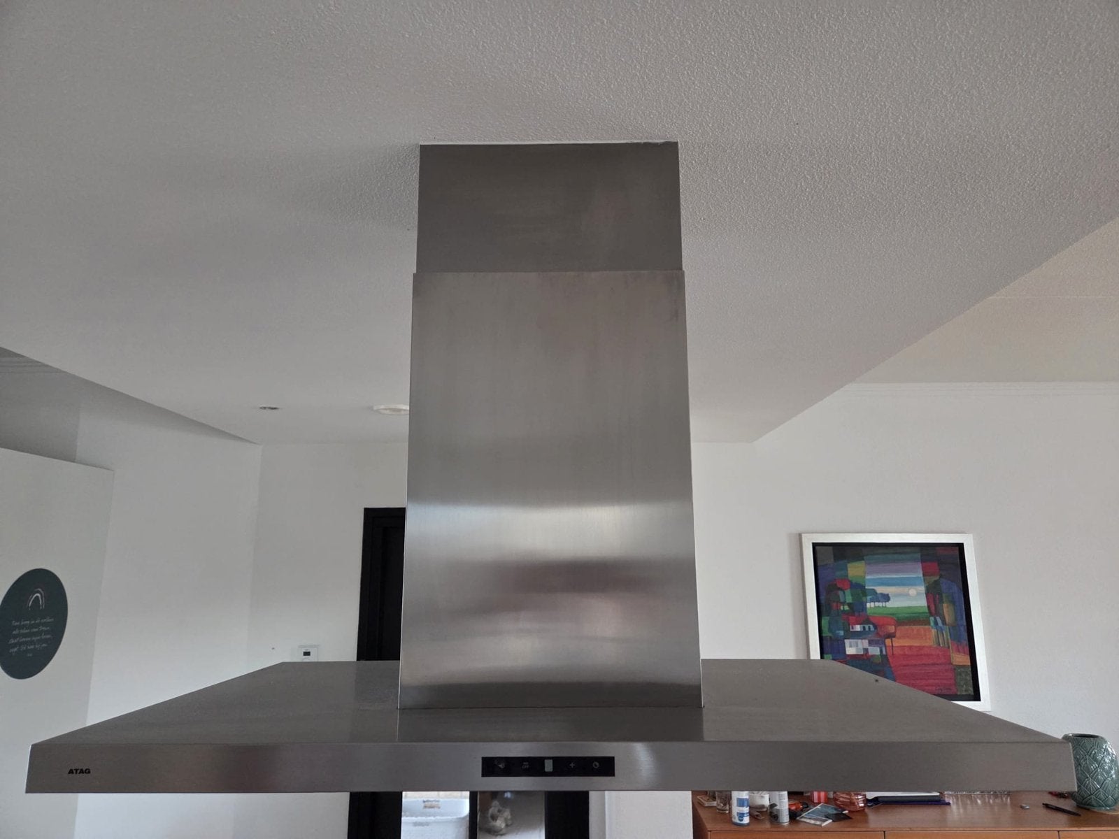 ATAG RVS afzuigkap 90 cm breed met verlichting, Ophalen, Gebruikt, Inbouw, Wandschouwkap