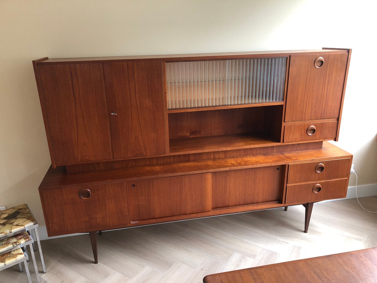 Vintage highboard, Ophalen, Gebruikt, Minder dan 150 cm, Met lade(s)