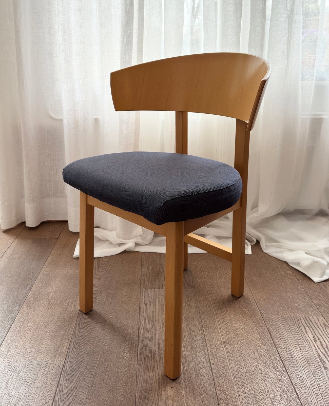 Vintage Houten Stoel IKEA Niels Gammelgaard Jaren 80 japandi, Ophalen, 75 tot 100 cm, Zo goed als nieuw, Stof