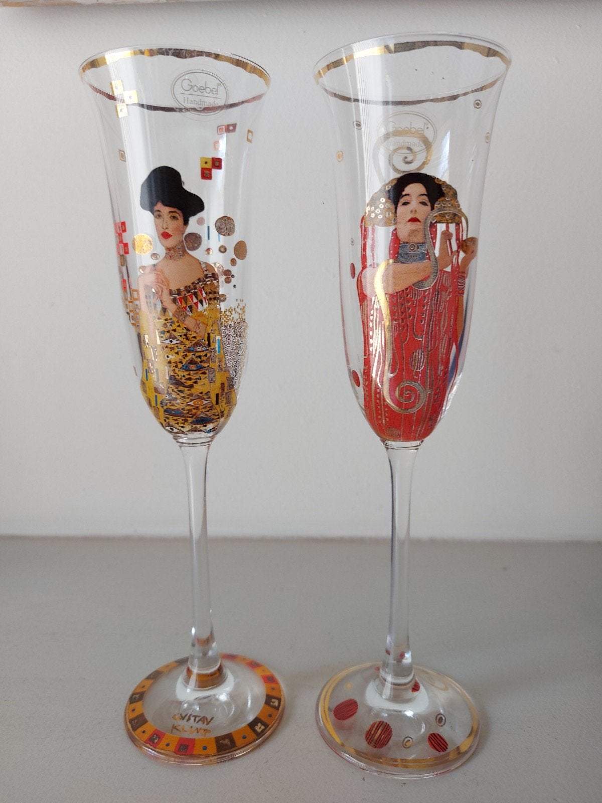 2 Goebel Gustav Klimt champagneglazen Artis Orbis collectie, Overige typen, Zo goed als nieuw, Nvt, Nvt