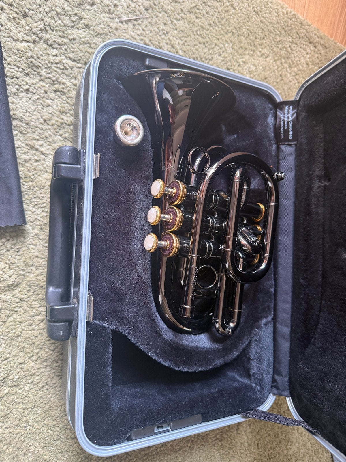 CarolBrass pocket trompet zwart, Ophalen of Verzenden, Zo goed als nieuw, Piccolotrompet, Met koffer
