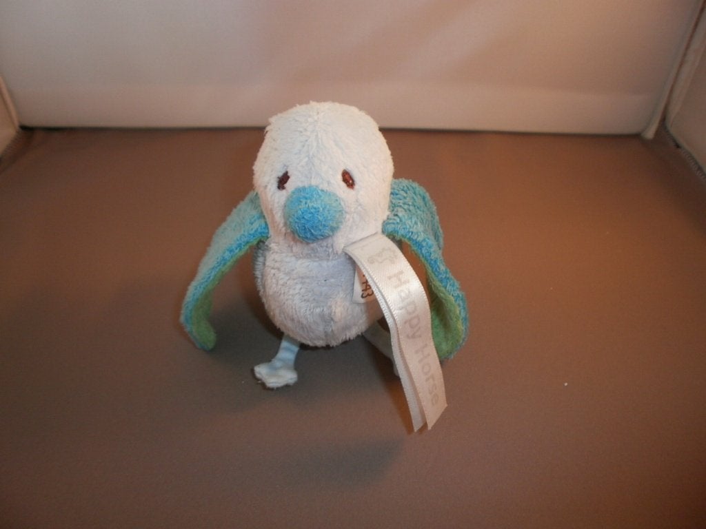 c9 happy horse vogel blauw/groen/wit met rammel 10x10 cm, Overige karakters, Ophalen of Verzenden, Zo goed als nieuw, Meerkleurig