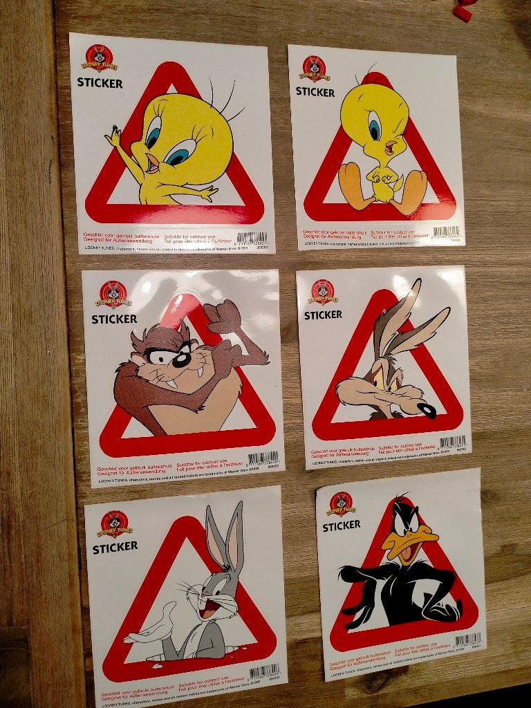 Tweety Daffy Duck Bugs Bunny Looney Tunes stickers vintage, Ophalen of Verzenden, Zo goed als nieuw, Strip of Tekenfilm