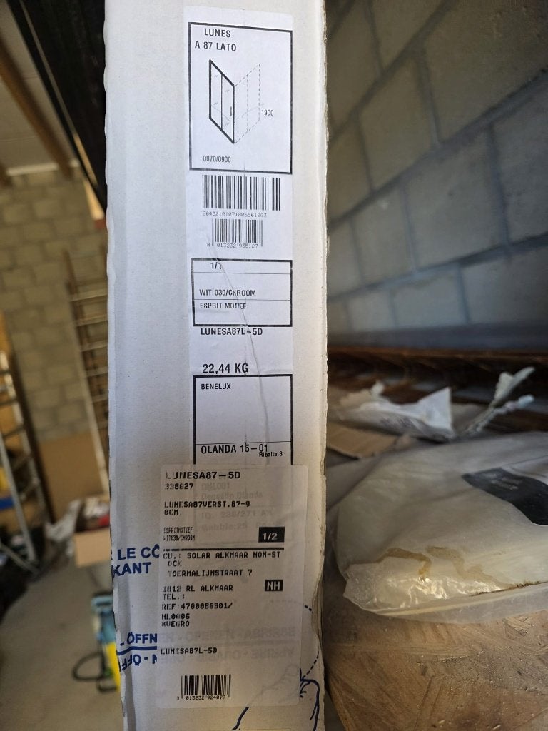 Novellini Lunes A87 douchewand 87-90 cm - NIEUW, Ophalen, Nieuw, Chroom, Douche