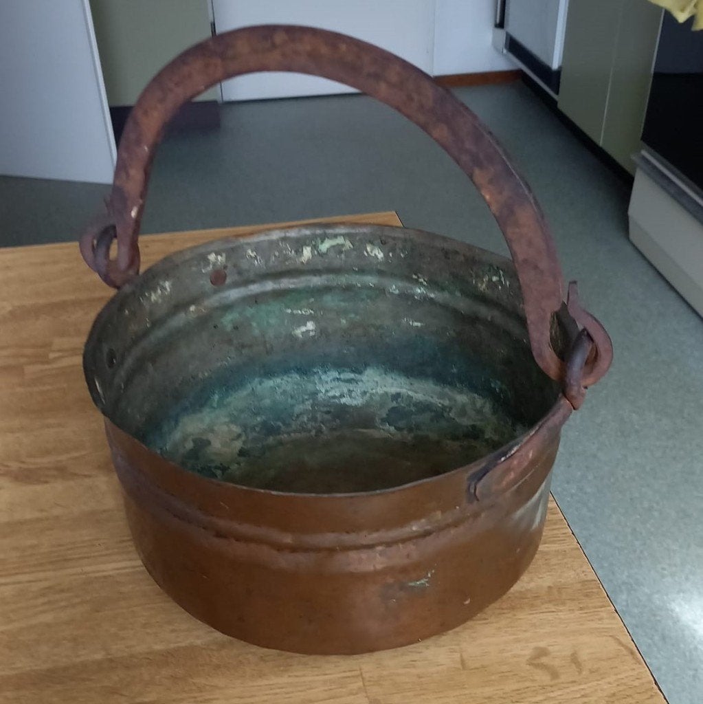 Antieke Koperen Ketel met IJzeren Hengsel, Antiek en Kunst, Ophalen, Koper