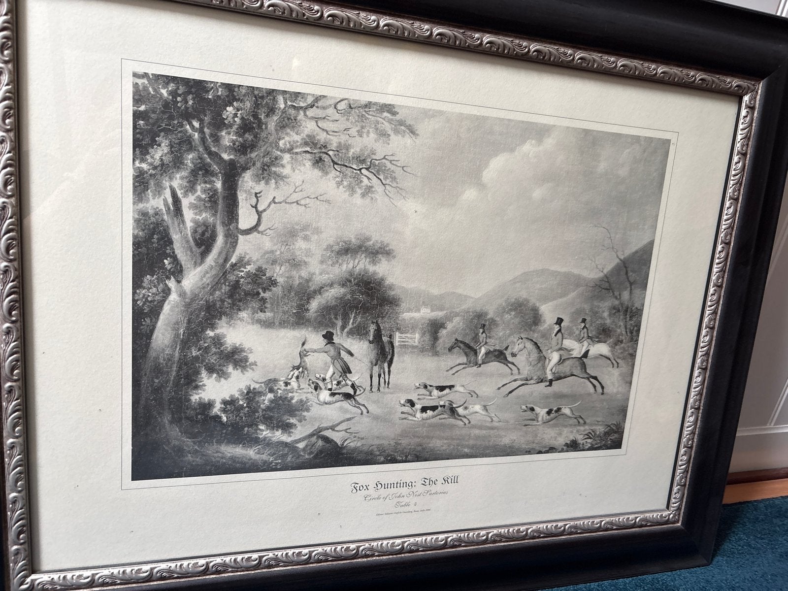 Antieke prent 'Fox Hunting: The Mill' - Jachttafereel, 1800 - 1899, Ophalen of Verzenden, Gravure, Ingelijst