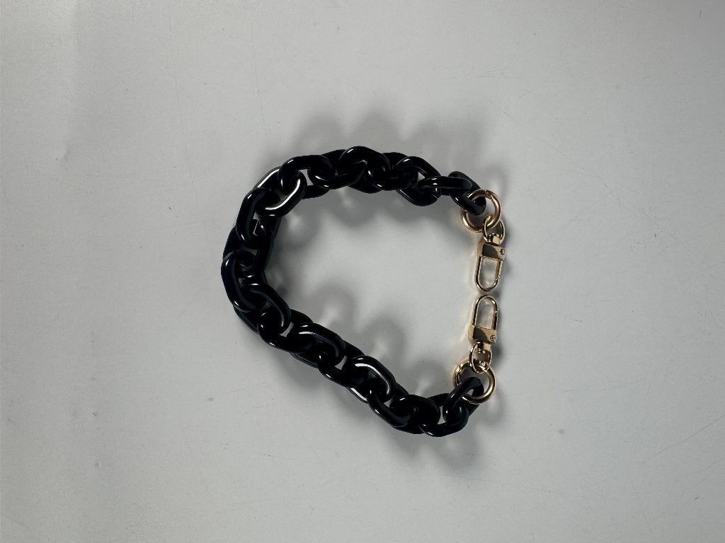 Black Acrylic Bag Chain Strap – Gold-Tone Clips – 45 cm, Sieraden, Tassen en Uiterlijk, Verzenden, Zo goed als nieuw, Zwart