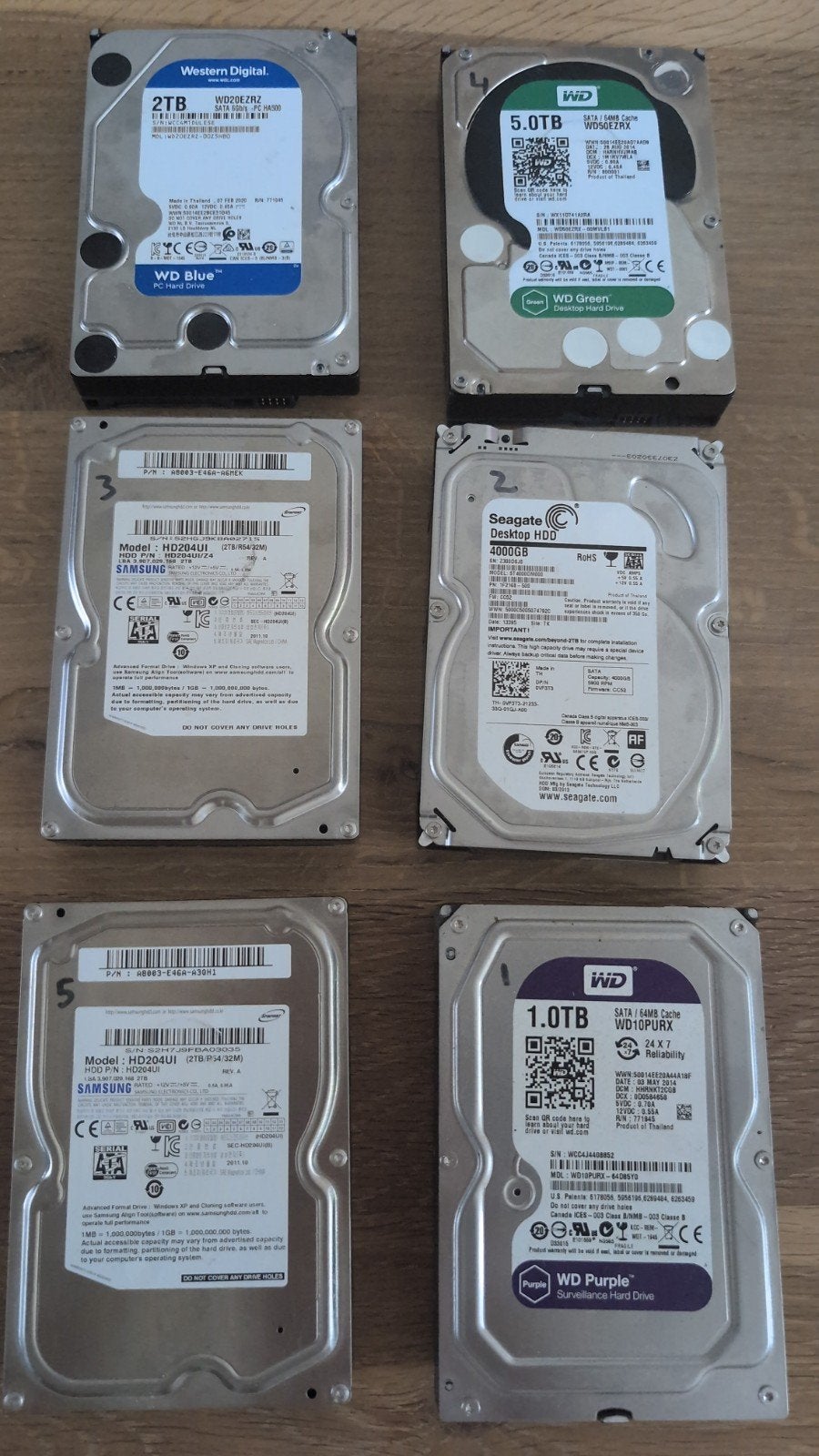 Diverse harde schijven 1, 2, 4 en 5 Tb, Intern, Gebruikt, Ophalen of Verzenden, Desktop