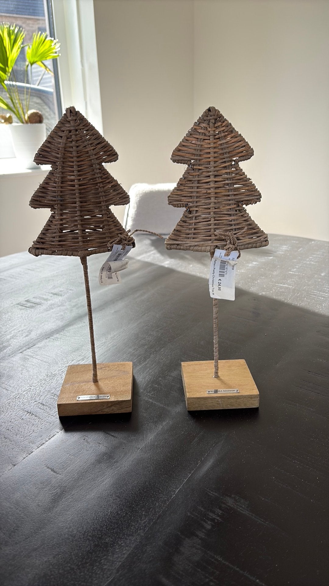 Riviera maison rattan kerstbomen 2 stuks, Ophalen of Verzenden, Zo goed als nieuw