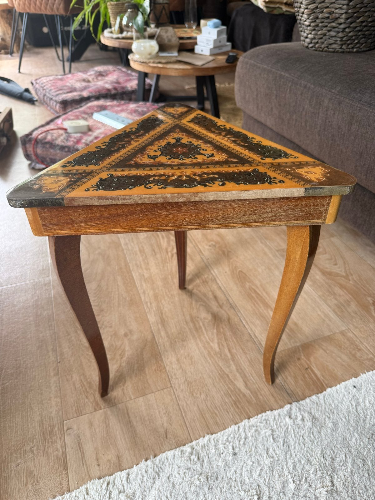 Antieke Muziektafel met Marqueterie en Muziekdoos, Antiek en Kunst, Ophalen