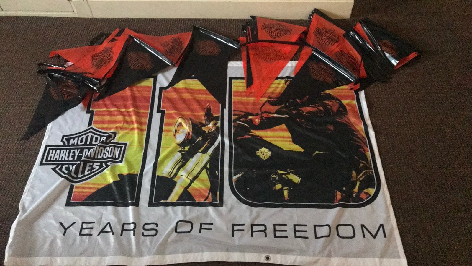 Harley Davidson banner en vlaggelijn, Motoren, Ophalen of Verzenden
