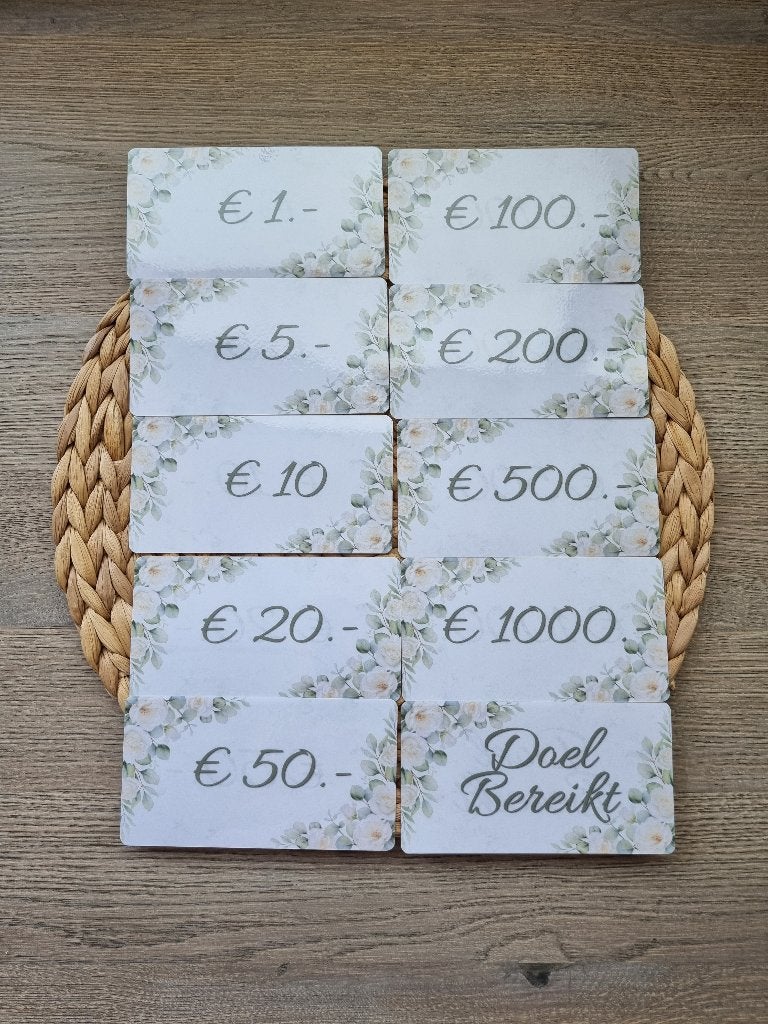 Placeholders Cashstuffing Dubbelzijdig bedrukt Nieuw!, Verzenden, Nieuw, Overige thema's