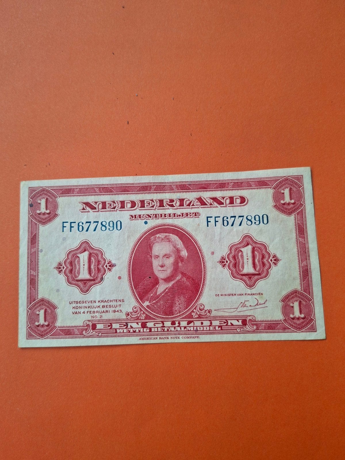 1 gulden Wilhelmina uit 1943
in PR-
Serie nummer FF 677890
N, Postzegels en Munten, Bankbiljetten | Nederland, Ophalen of Verzenden