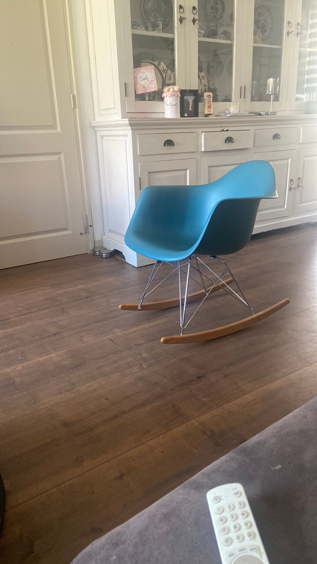 Vintage Eames RAR stijl Schommelstoel - Blauw, Huis en Inrichting, Ophalen, Kunststof, Gebruikt, Blauw