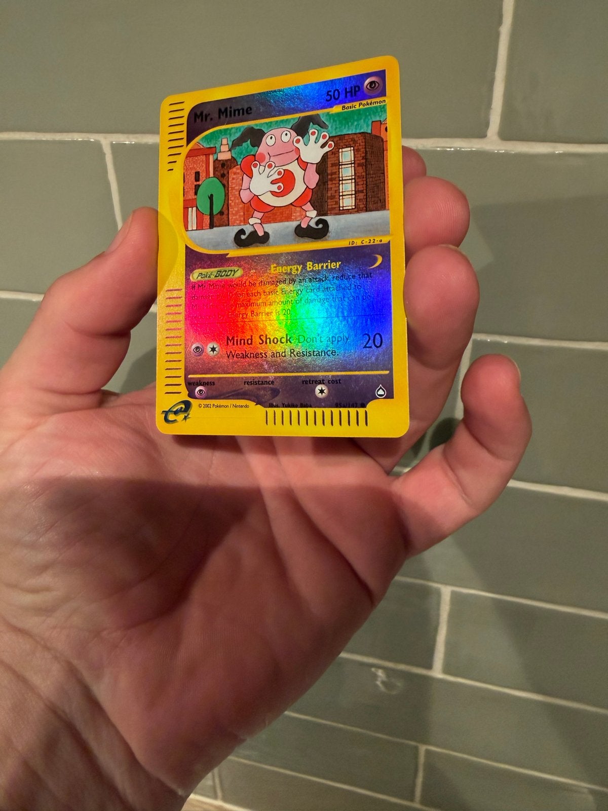 Mr. Mime reverse holo aquapolis, Ophalen of Verzenden, Zo goed als nieuw, Losse kaart, Foil