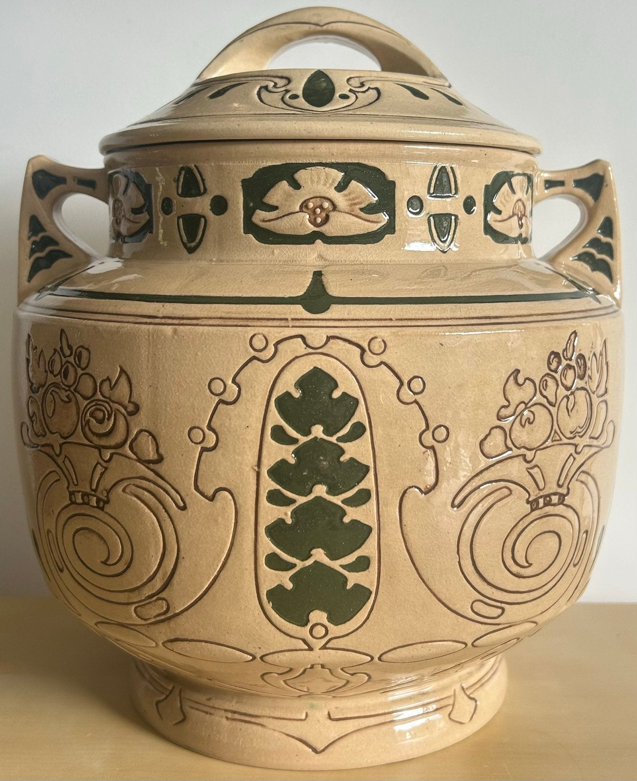 Antieke jugendstil keramiek 1900-1905 punchbowl, Antiek en Kunst, Verzenden