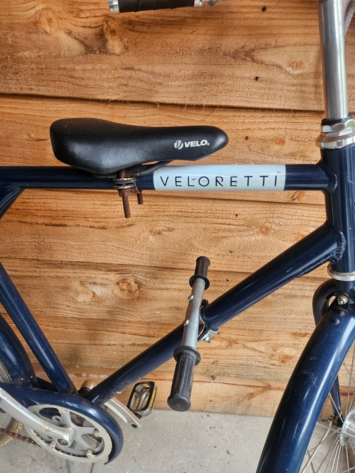 Velo zadel op fietsstang met voetensteun voor kinderen, Ophalen, Voorzitje, Velo, Gebruikt