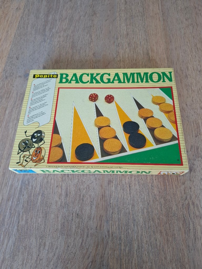 Vintage Backgammon spel Papita – compleet, Ophalen of Verzenden, Gebruikt, Papita