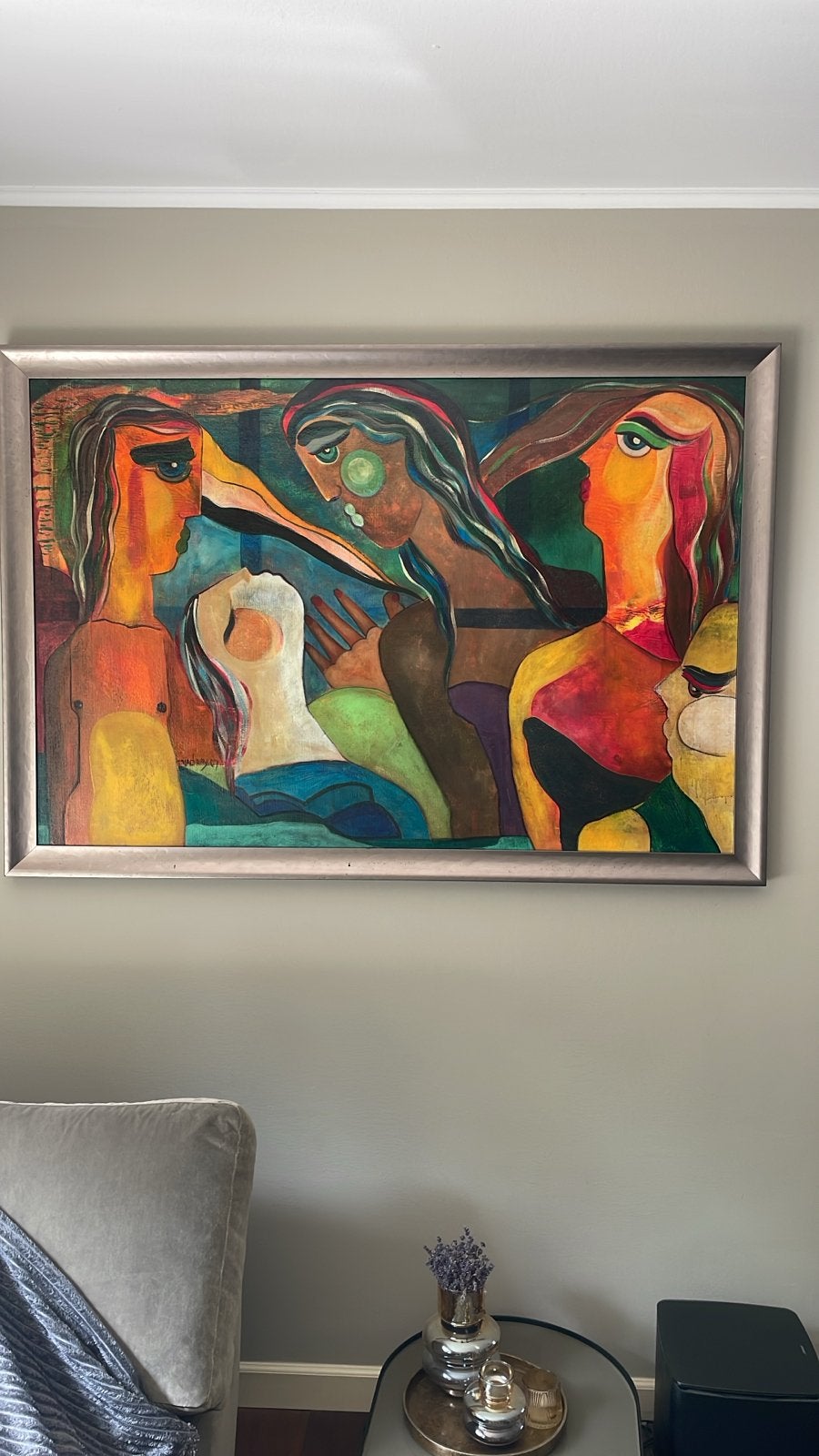 Abstract schilderij van Theo Mackaay - Vrouwenfiguren, Ophalen, Portret of Personen, Gesigneerd, Olieverf