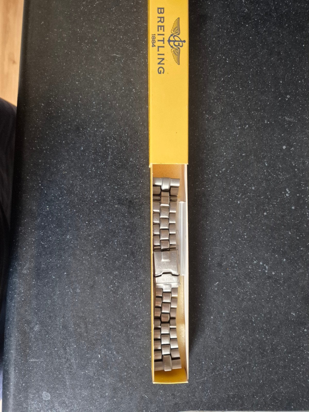 Breitling 880E originele titanium band + 3 schakels + doos, Overige materialen, Breitling, Polshorloge, Overige materialen