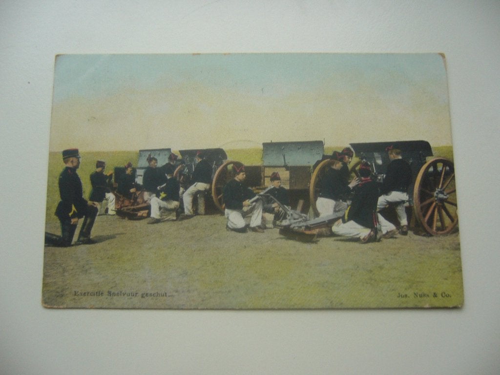 NEDERLAND  =  EXERCITIE SNELVUUR GESCHUT  - BRIEFKAART 1908, Verzamelen, Ophalen of Verzenden, Voor 1920, Gelopen