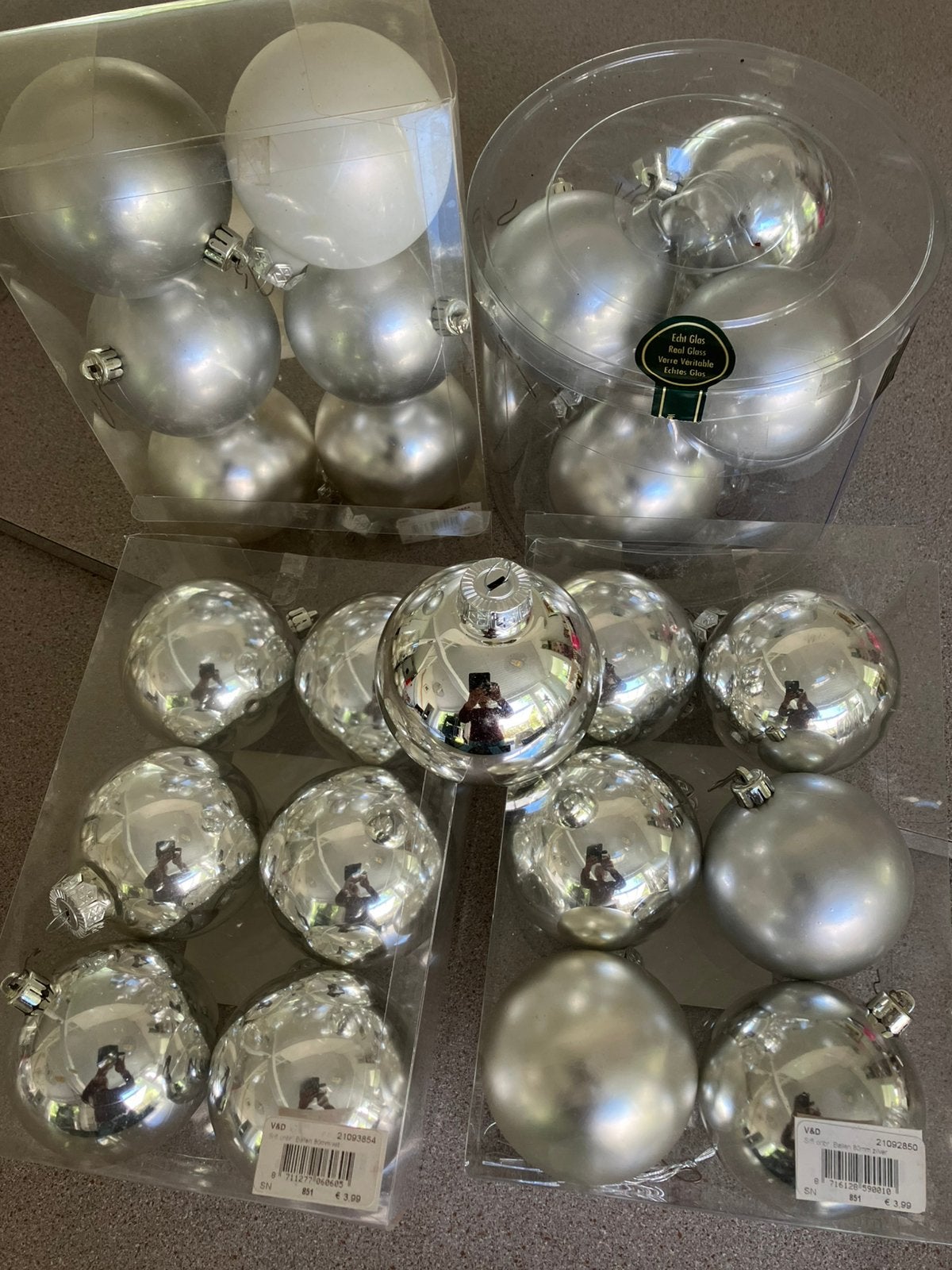 25 Kerstballen ; zilverkleurig (8 diameter), Diversen, Ophalen, Gebruikt