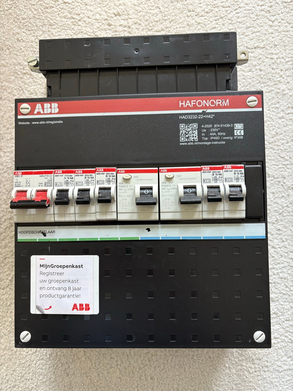 ABB Groepenkast HAFONCRM met aardlekschakelaars, Ophalen of Verzenden, Gebruikt, ABB, Groepenkast