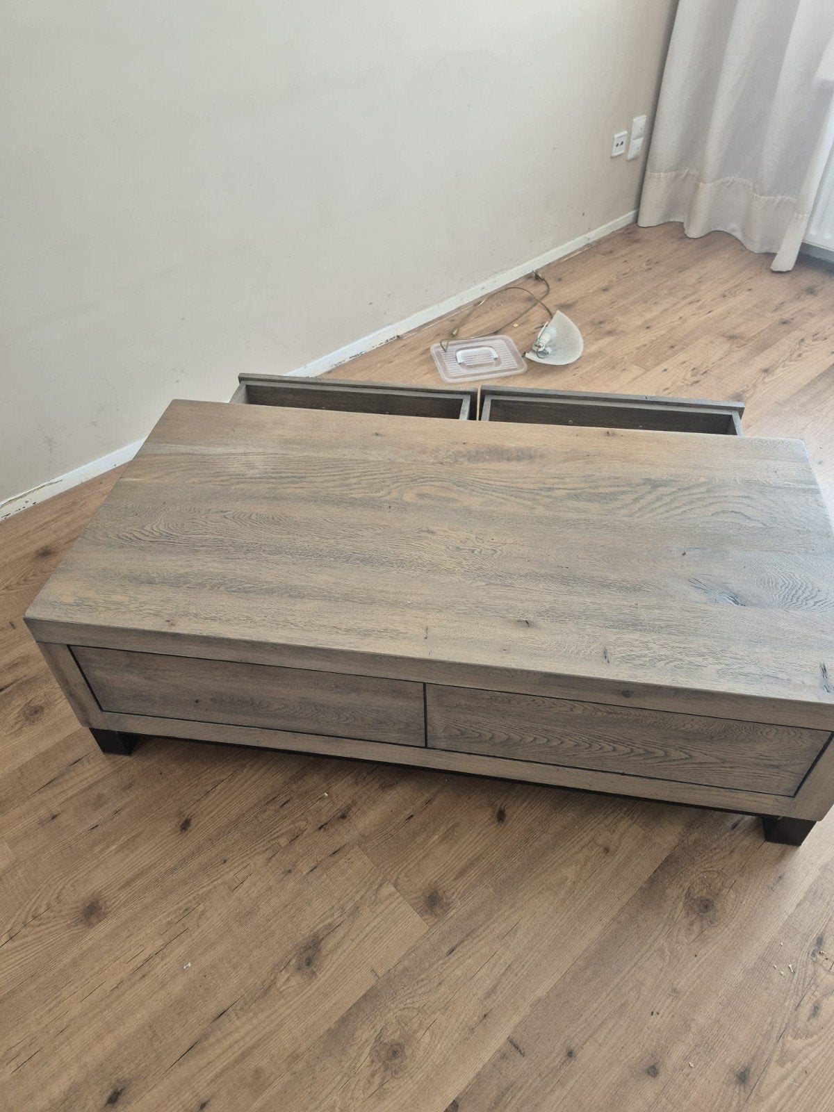 Robuuste Salontafel met Lades - Eikenhout, Gebruikt, 100 tot 150 cm, Eikenhout, Modern, Landelijk