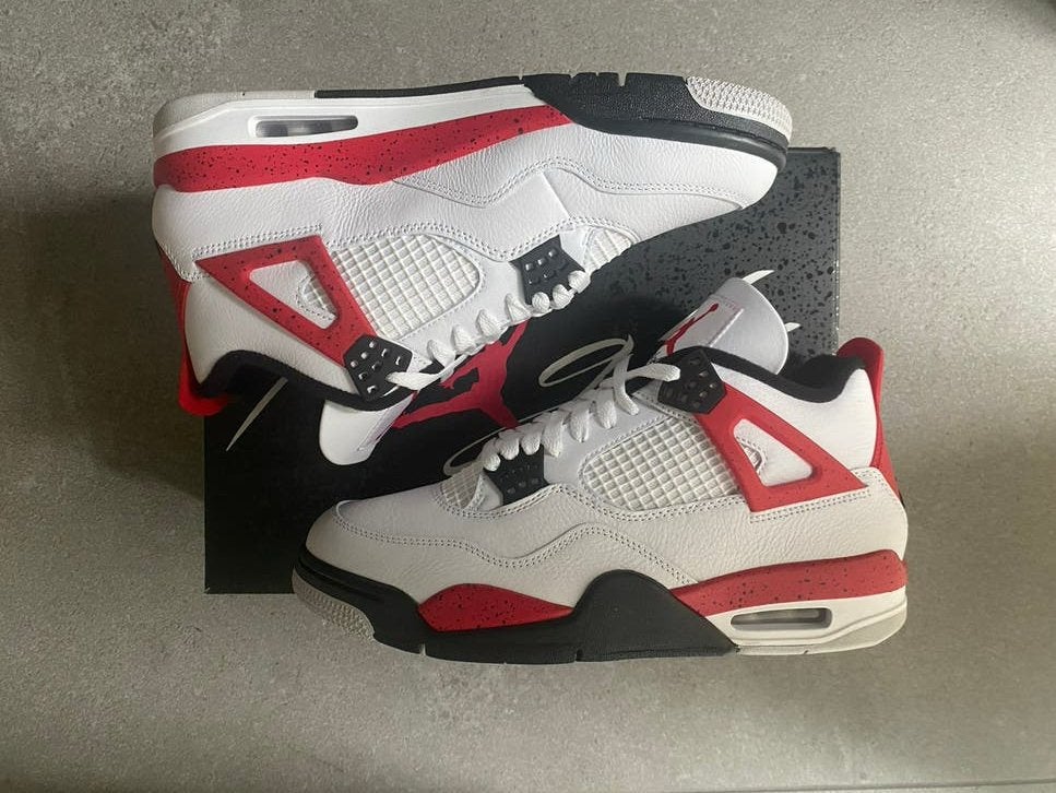 Nike Jordan 4 Red Cement Maat 44, Kleding | Heren, Schoenen, Ophalen of Verzenden, Zo goed als nieuw, Wit
