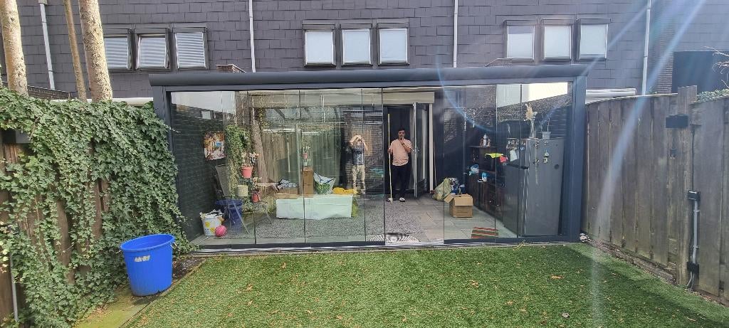 Glazen schuifdeur voor terras, 225 cm of meer, Aluminium, Ophalen of Verzenden, Zo goed als nieuw