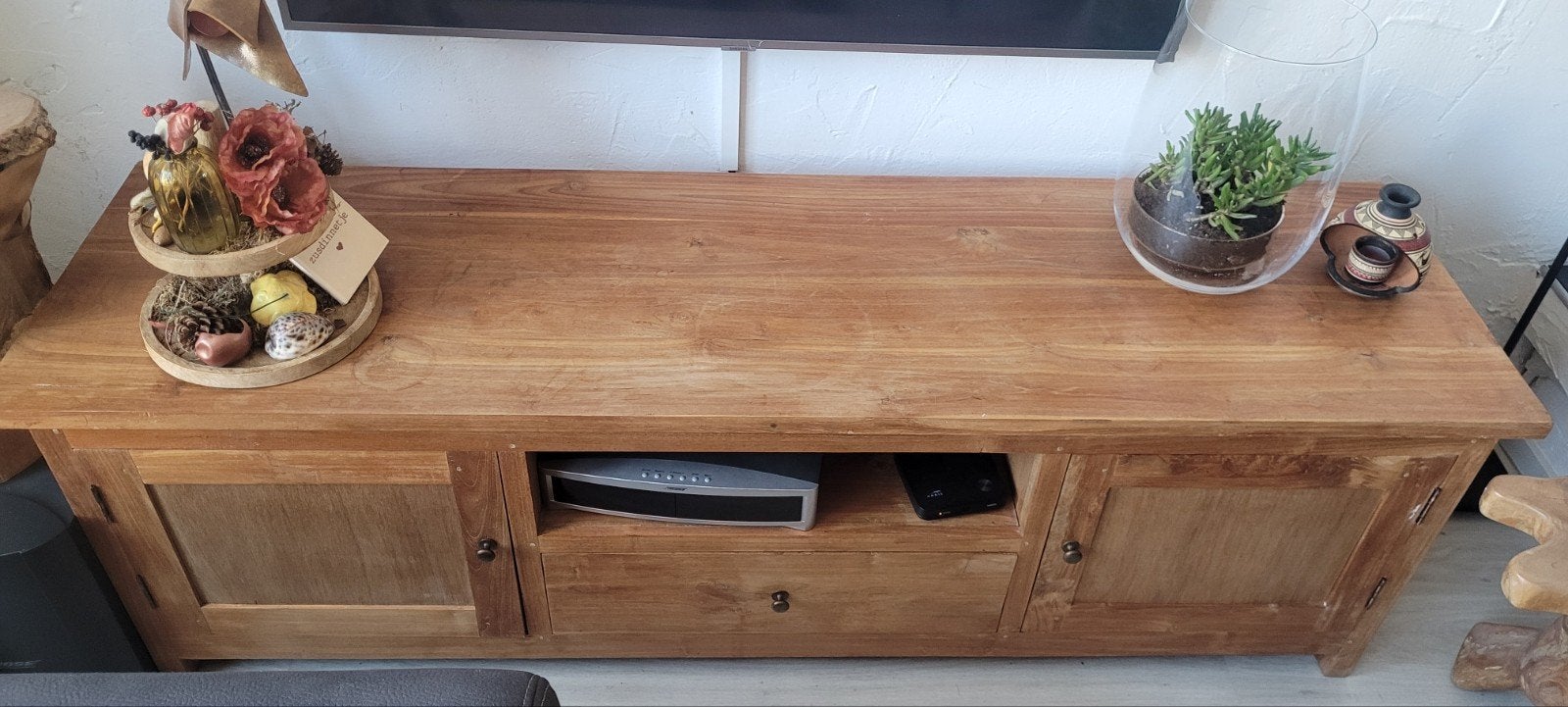 Teakhout lage kast, meubel, dressoir 170x46x55 cm, Ophalen, Gebruikt, 150 tot 200 cm, Teakhout