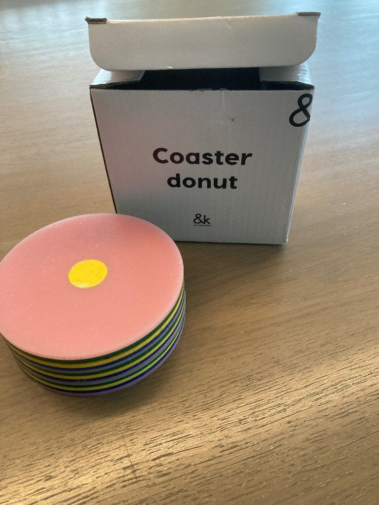 6 coaster  donut onderzetters &K Klevering, Verzenden, Glasonderzetter, Stapelbaar, Kunststof