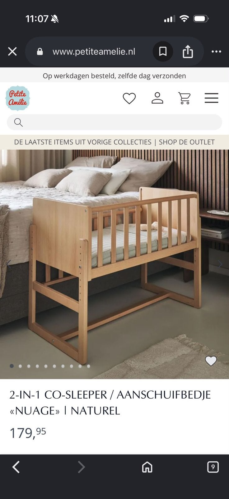 Petit amelie nuage cosleeper, Ophalen, Zo goed als nieuw, Wieg