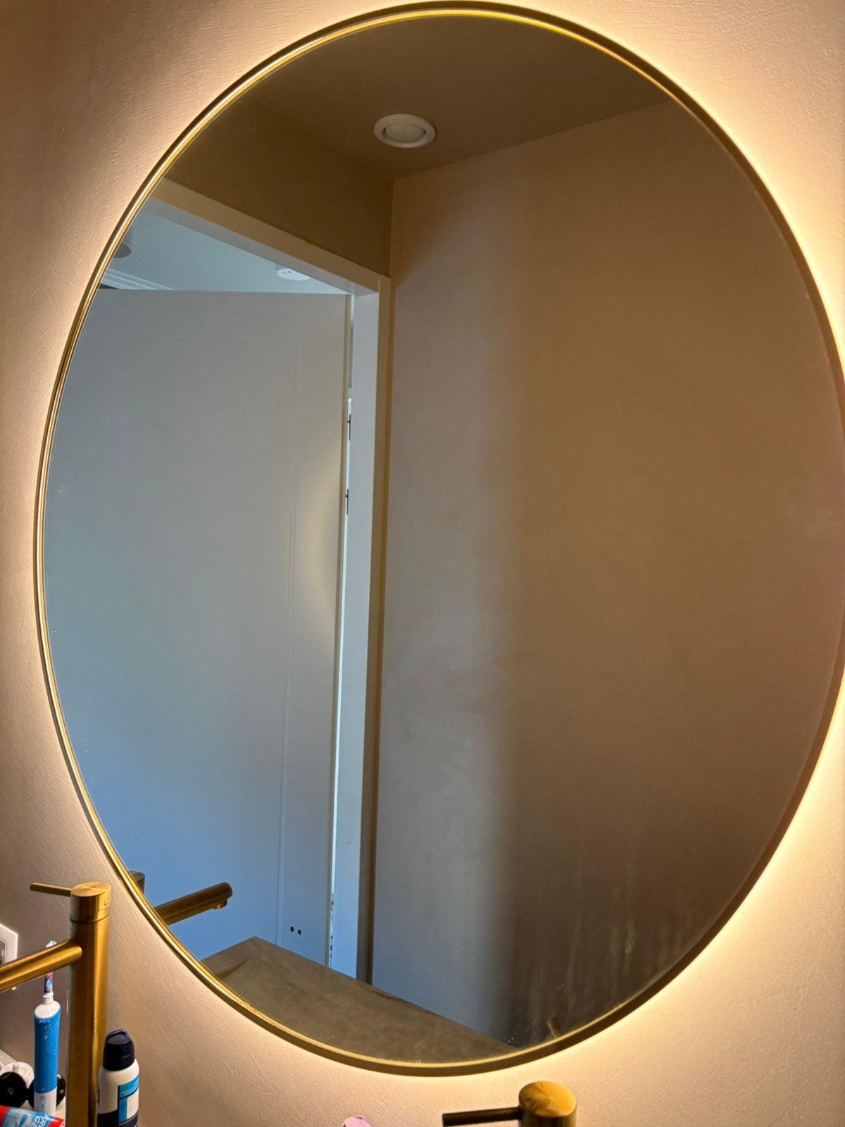 Luxe ronde badkamerspiegel 100 cm – LED – Nieuw!, Ophalen, Nieuw, Rond, Minder dan 100 cm