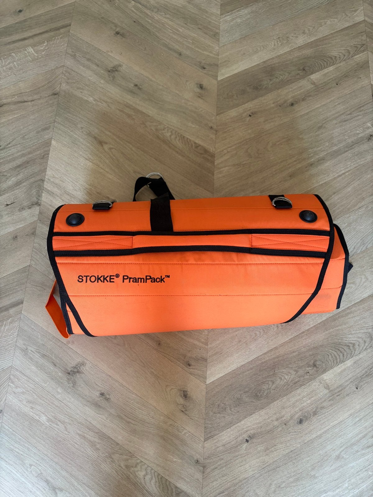 Stokke PramPack - Oranje reistas voor kinderwagen, Ophalen of Verzenden, Zo goed als nieuw, Kinderwagen, Overige merken