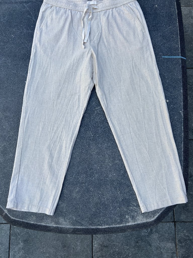 Zara Linnenbroek - Kleur Beige - Maat XL (valt als L), Maat 52/54 (L), Zara, Beige, Nieuw