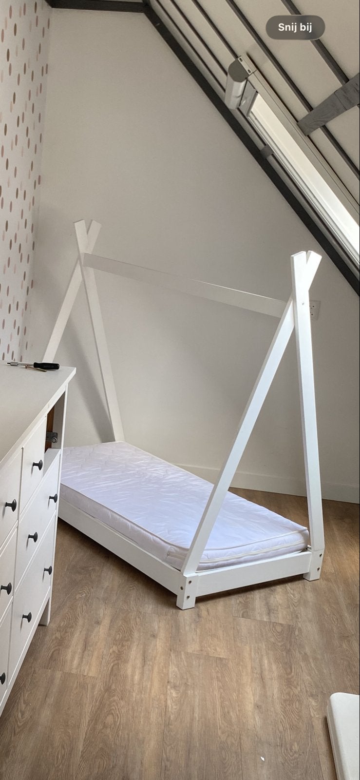Peuterbed tipibed 70x150  (exclusief matras), Ophalen, Gebruikt, 70 tot 85 cm, 140 tot 160 cm