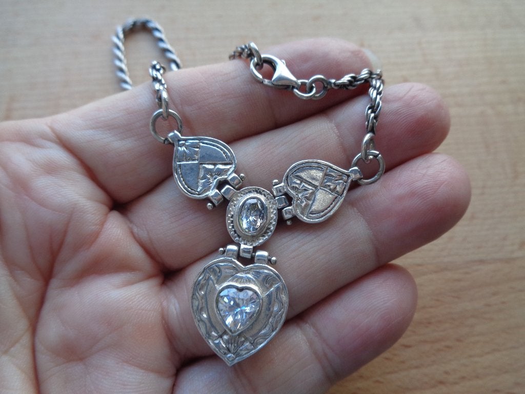 zilveren  ketting met hart hanger [231], Met hanger, Verzenden, Zo goed als nieuw, Zilver