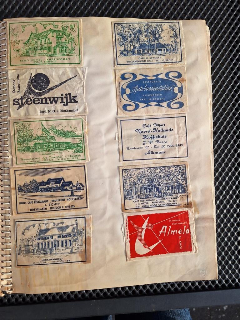 Verzameling vintage suikerzakjes in album, Verzamelen, Suikerzakjes, Ophalen of Verzenden, Nederland