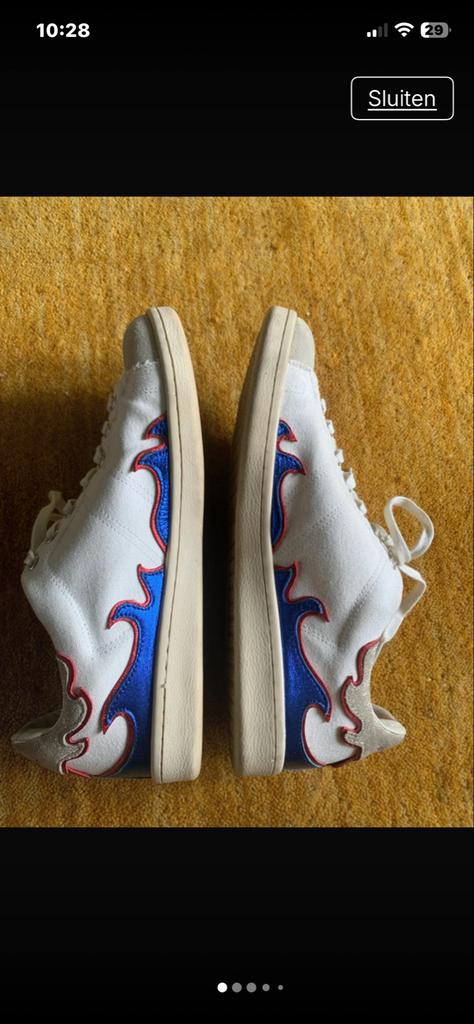 Isabel Marant canvas leren flame sneakers - Maat 41, Ophalen of Verzenden, Zo goed als nieuw, Wit, Sneakers of Gympen