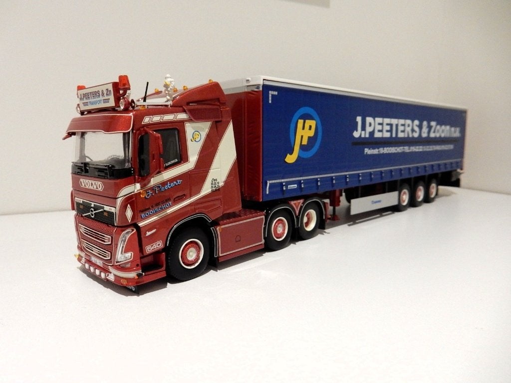 Tekno Volvo FH5 + schuifzeilenoplegger Peeters + doos nieuw, Ophalen of Verzenden, Nieuw, Bus of Vrachtwagen, Tekno
